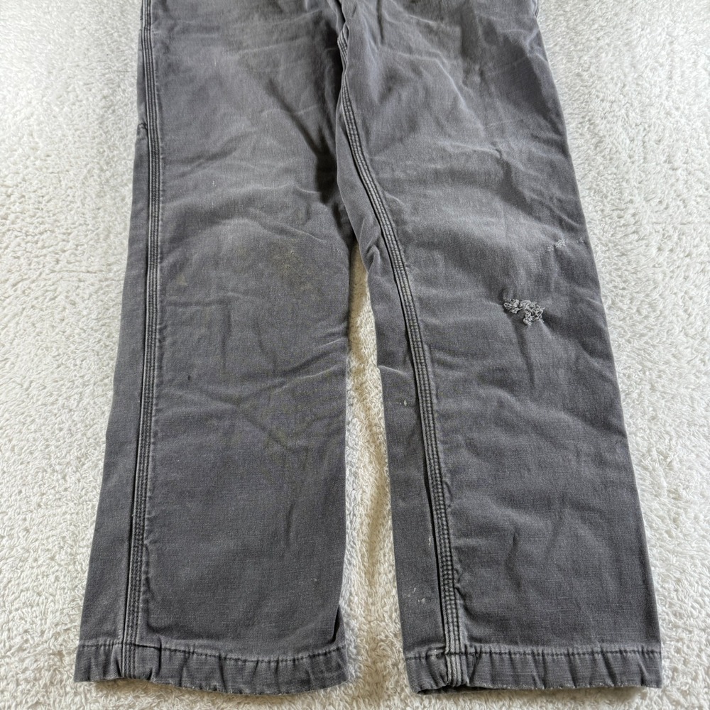 Carhartt Size 36x30 Relaxed Fit Carpenter Gray Grey Fleece Lined Chino Pants - Picture 3 of 11